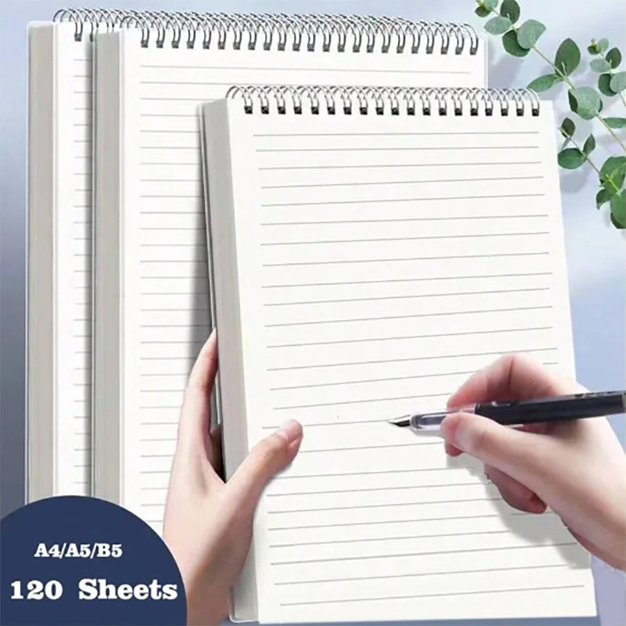 A4 B5 A5 Thickened Coil Notebook Flipped Up 120 Sheets 240 Pages Line Notebook Notepad School Office Supplies