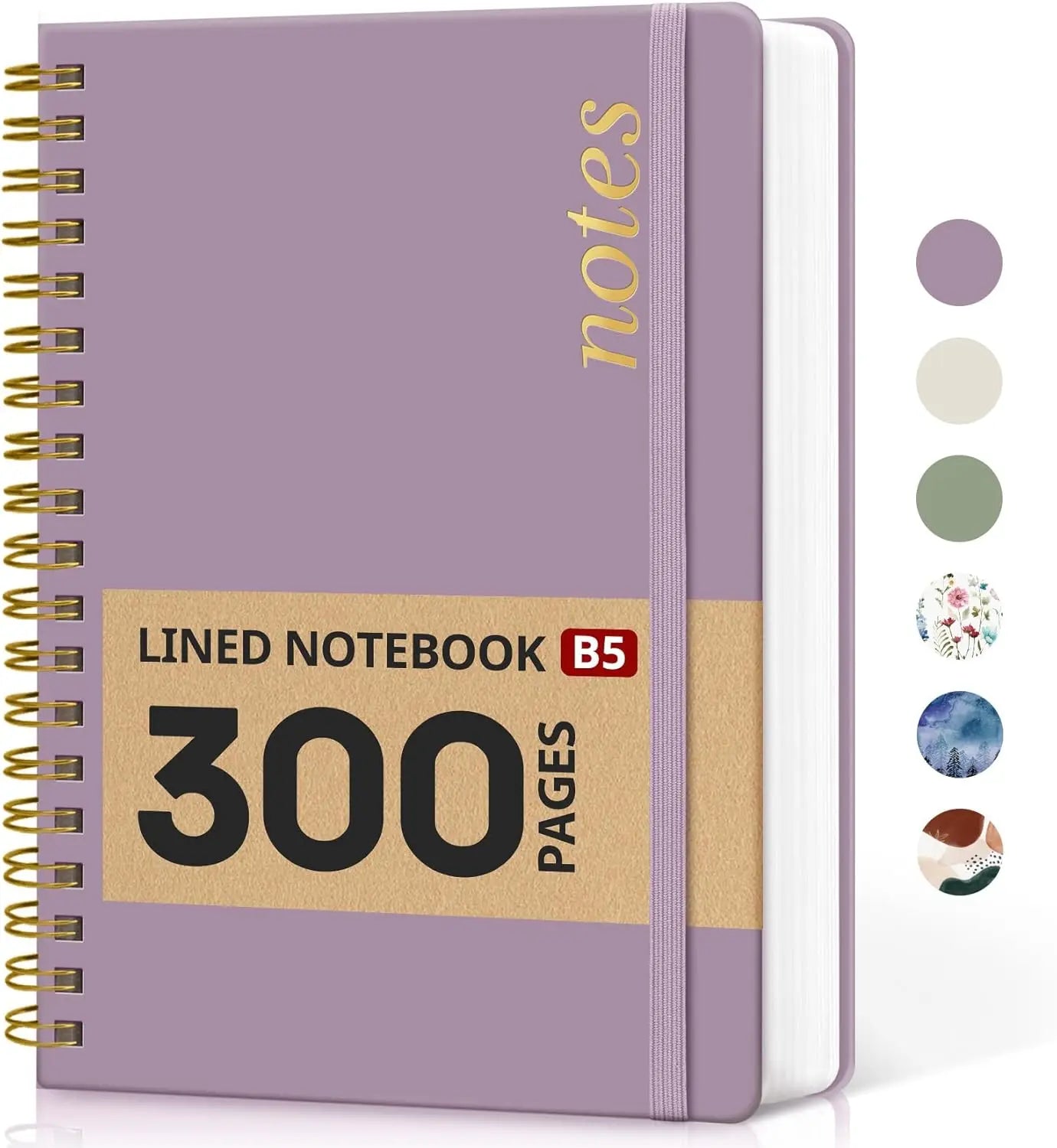 Premium Purple Hardcover Spiral Notebook, 300 Pages B5 College Ruled for Work School Writing Journal